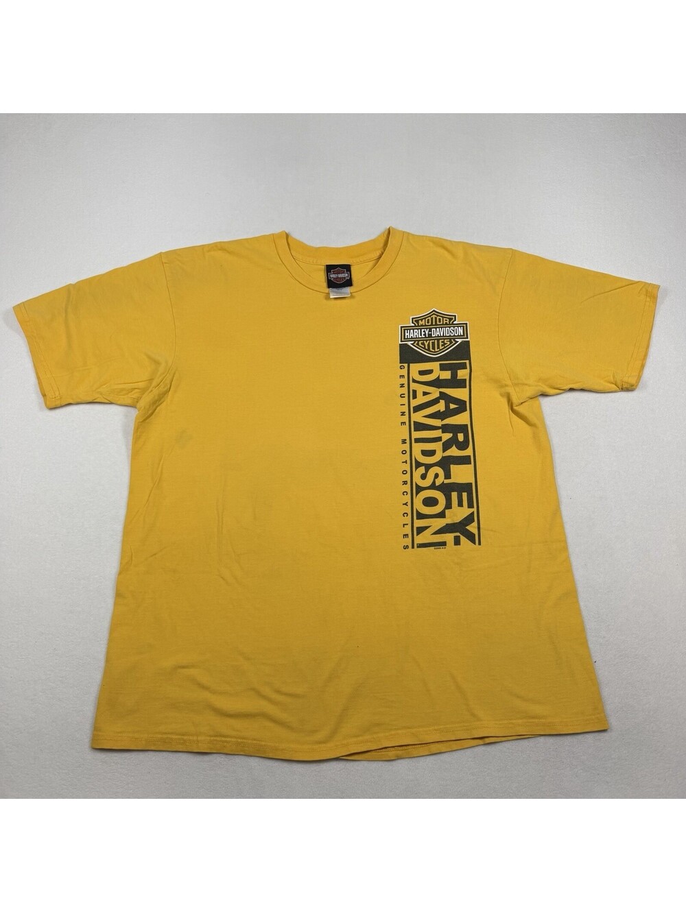 Vintage Harley Davidson Mens 2XL Distressed Spell Out T-Shirt Yellow Temple TX